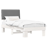 Letto singolo | Letto per adulti | Letto con Testiera Rivestita Grigio chiaro 80 x 200 cm