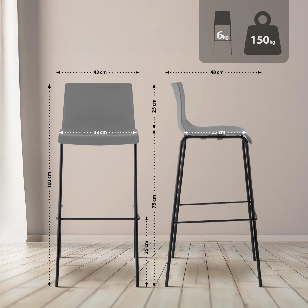 Sgabello da bar Hoover struttura a 4 piedi nero 4