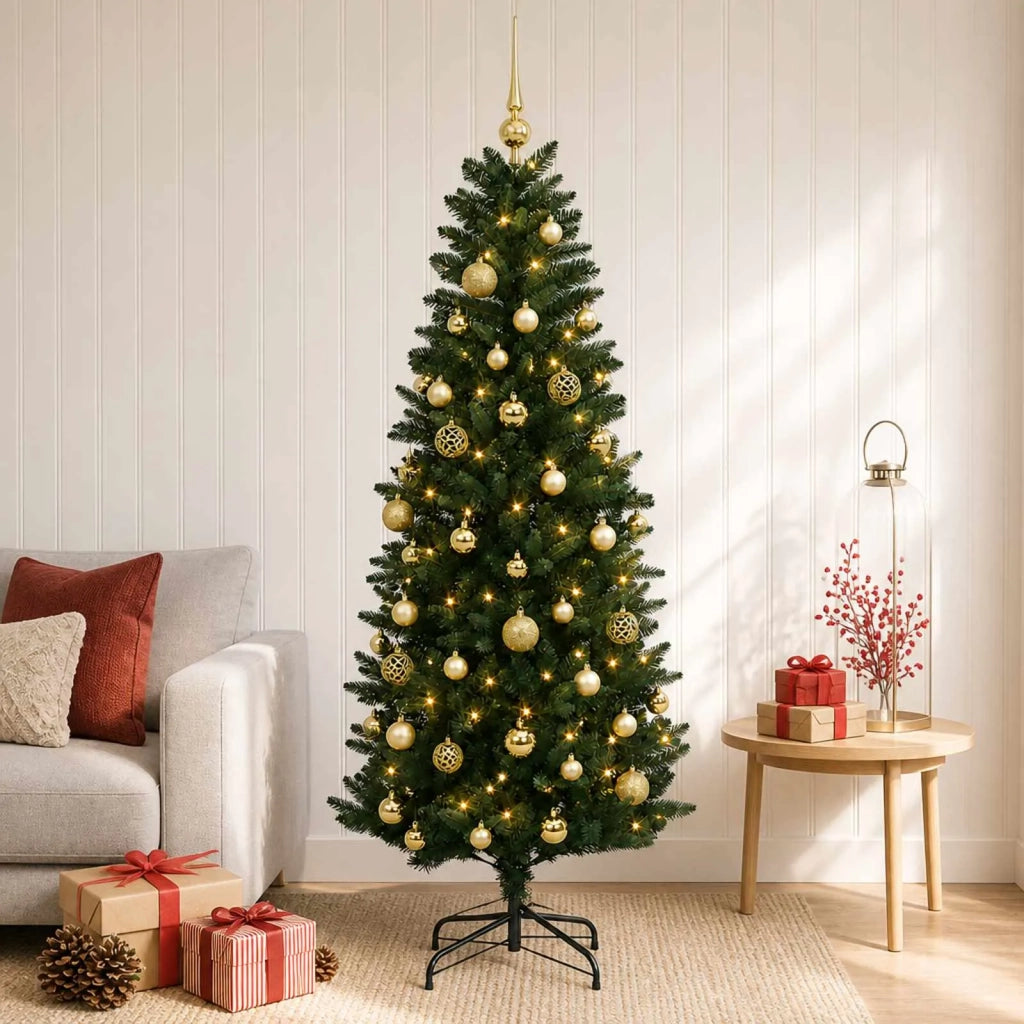 Albero di Natale Artificiale con Palline 150 cm 150 LED 3465732