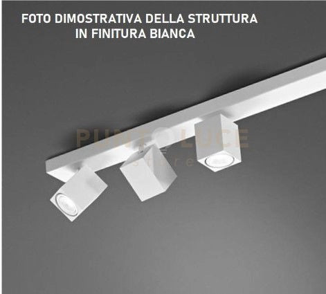 Plafoniera in alluminio colore bianco Oddy attacco 3 luci GU10  orientabile 6x6cm