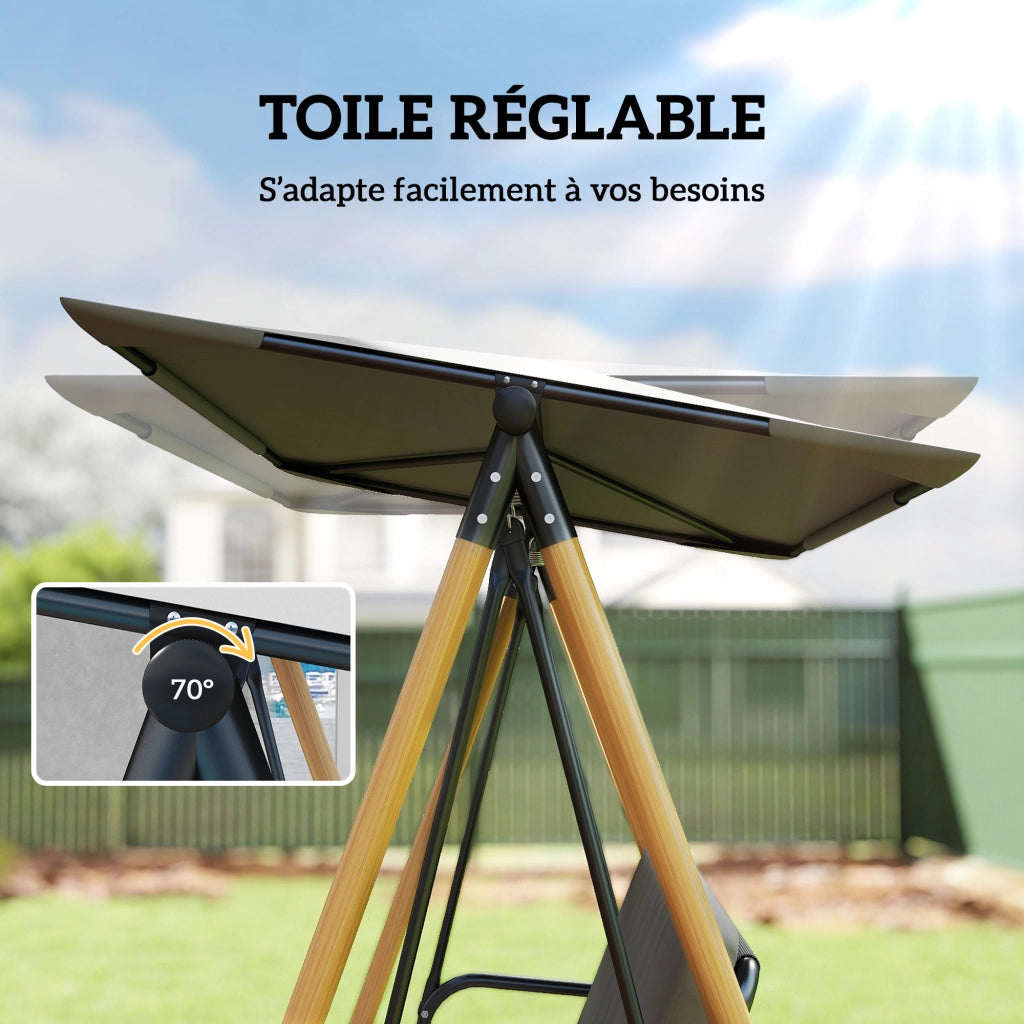 Balancelle da Giardino 3 Posti ¨C Zephmum ¨C Grigio 208x125x180cm