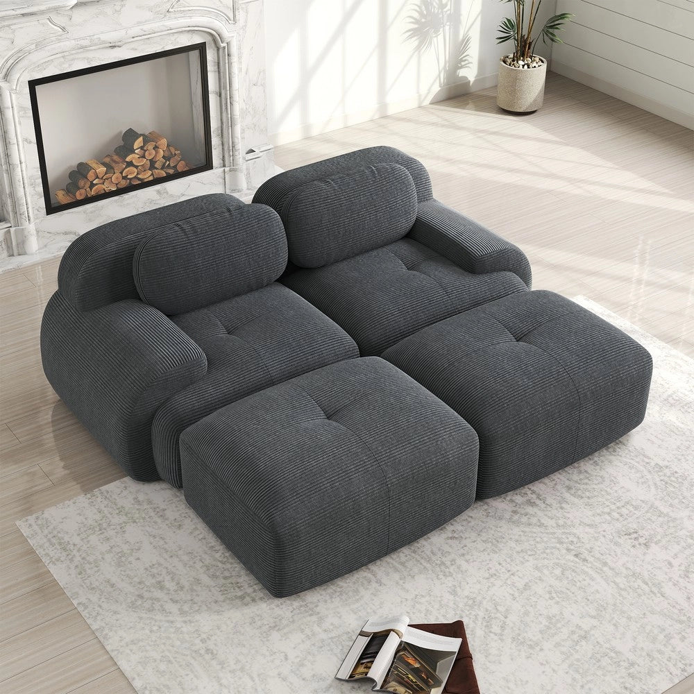 Divano 2 posti ¨C Minimal ¨C Grigio, con braccioli, imbottito, ergonomico, modulare, compatibile con chaise longue
