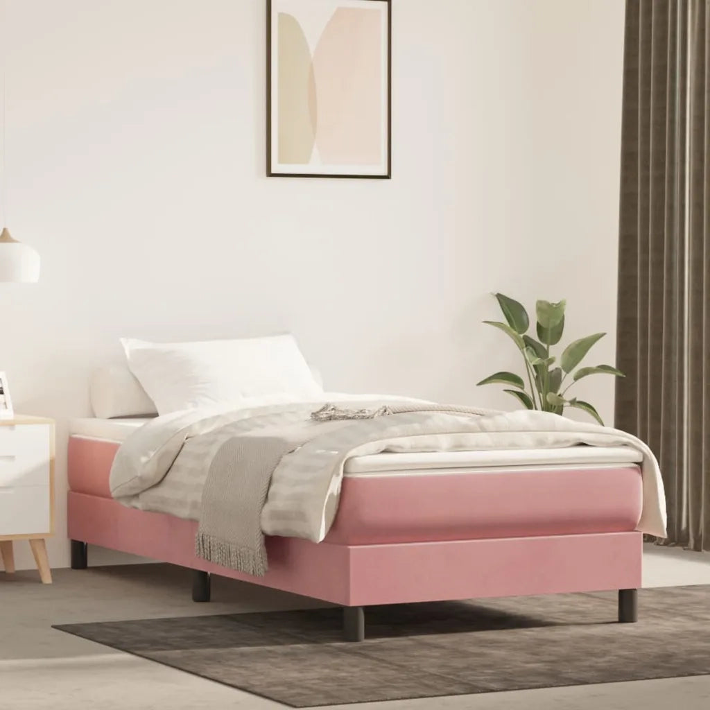 Giroletto a Molle con Materasso-Struttura Letto Rosa 90x190 cm in Velluto 892339