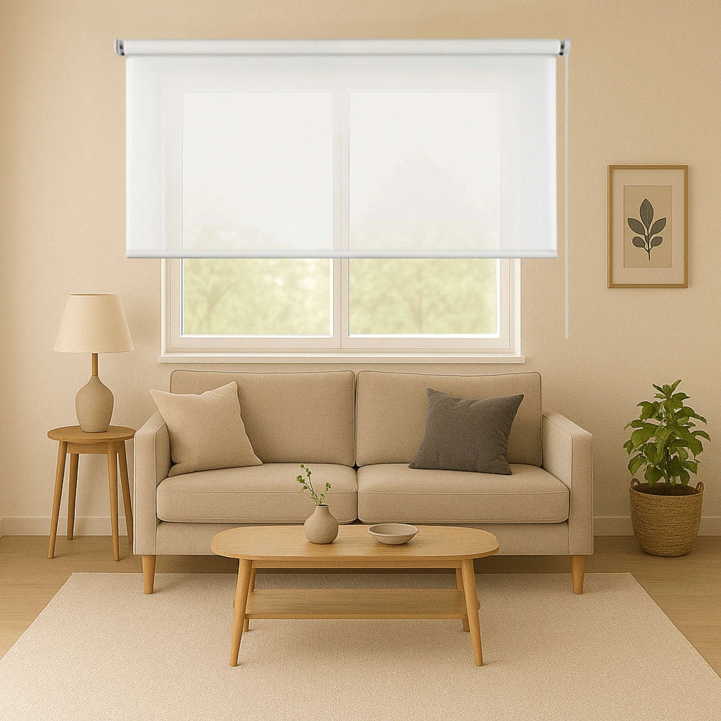 Tenda a Rullo Filtrante, Tenda Avvolgibile Traslucida Liscia Per Finestre e Porte Bianco 120x180 cm