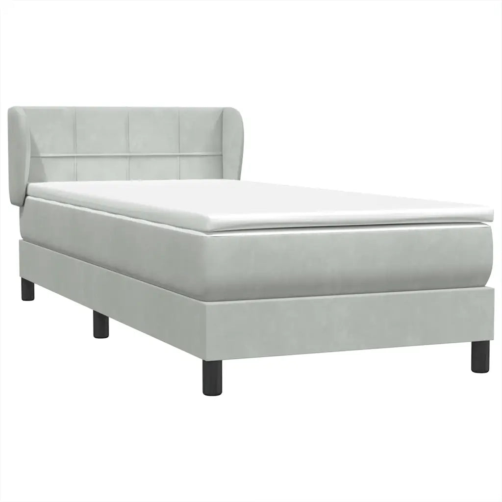 Giroletto a Molle con Materasso Grigio Chiaro 80x220 cm Velluto 3317547