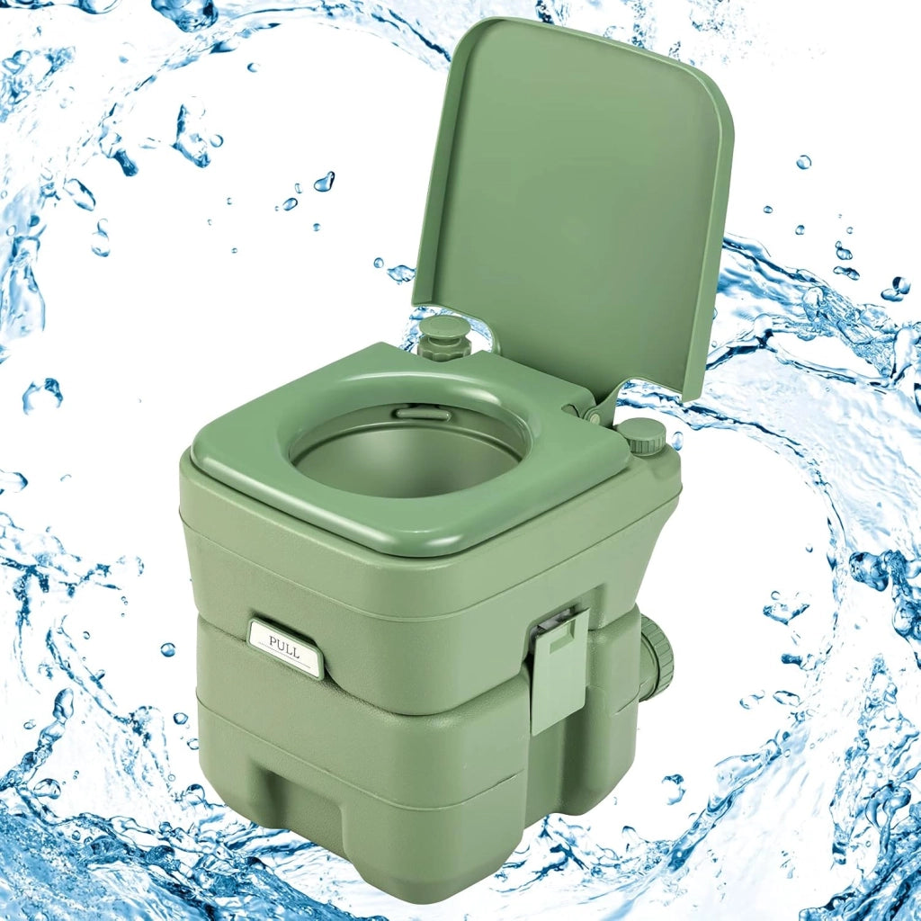 GIANTEX WC portatile da campeggio con serbatoio d'acqua dolce 12 litri e serbatoio dell'acqua di scarico 20 l, smontabile, interno ed esterno, per campeggio pesca viaggio barca (verde)