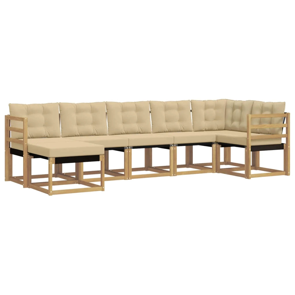 Set di divani da esterno con cuscino 7 pcs Bianco e Beige