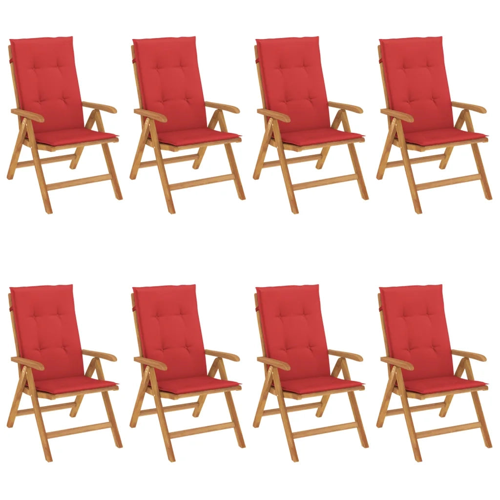 Sedie da Giardino Reclinabili con Cuscini 8 pz in Legno di Teak 3196529