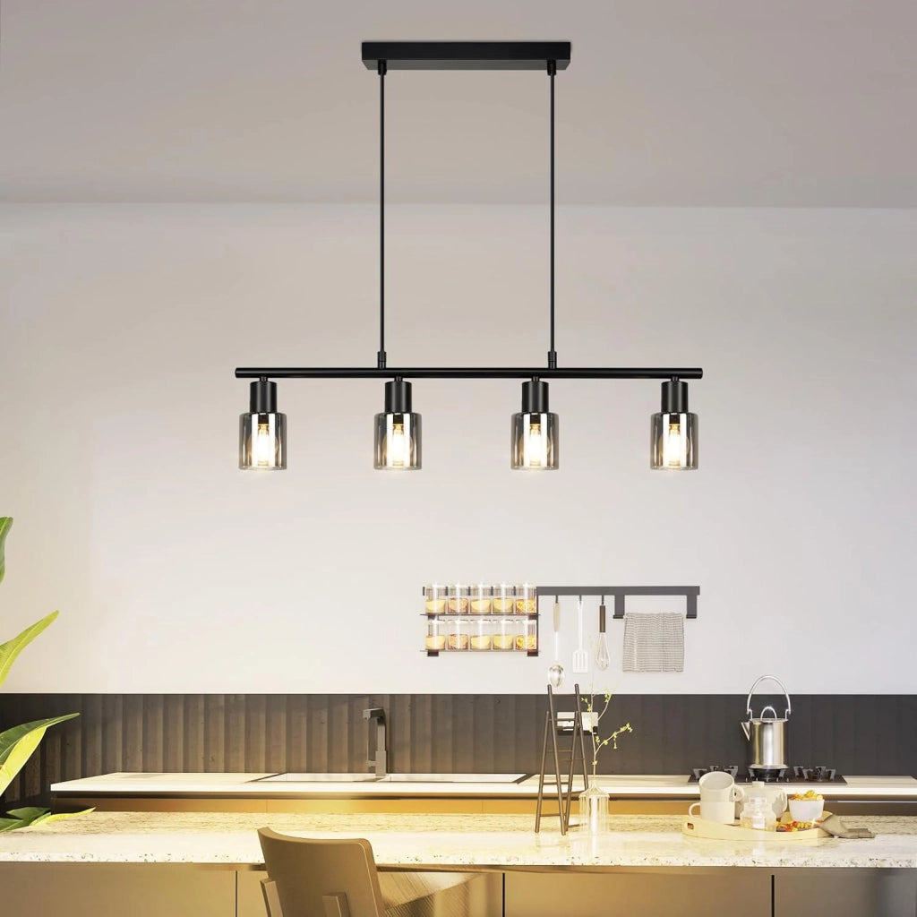 Lampada a sospensione ZMH per sala da pranzo 4 fiamme in vetro vintage, attacco E14 per soggiorno cucina