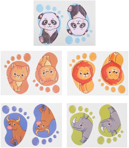 Sticker per pavimento - 6 pezzi - Sticker animali - Antifurto - Impermeabile - Decorazioni giungla - Attraenti per bambini