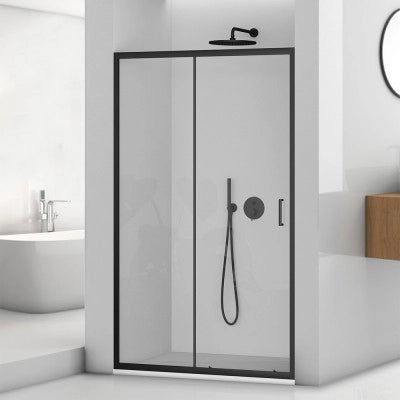 Porta doccia nicchia 120 cm nero opaco con vetro scorrevole  Tay