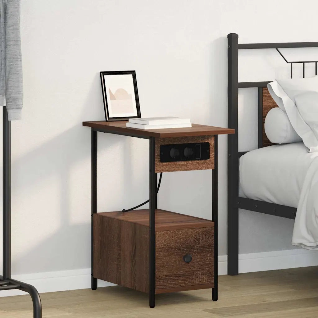 Comodino | Armadio da Notte | Mobiletto da notte con cassetto Rovere Marrone 60 x 30 x 61 cm