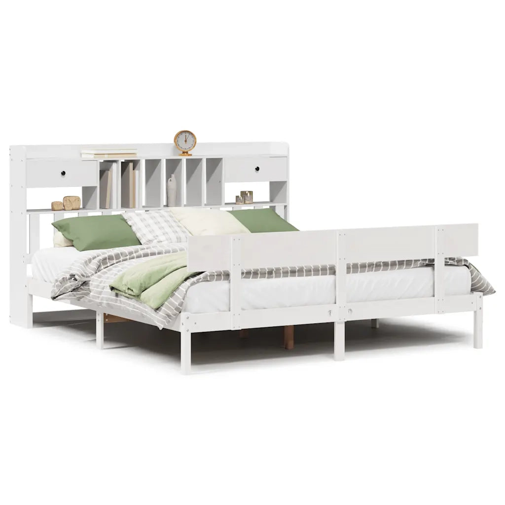 vidaXL Giroletto con Libreria senza Materasso 180x200 cm in Legno Pino