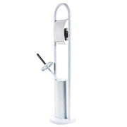 Portarotolo con Portascopino per Bagno in Metallo con Spazzolone 20x80cm Bianco