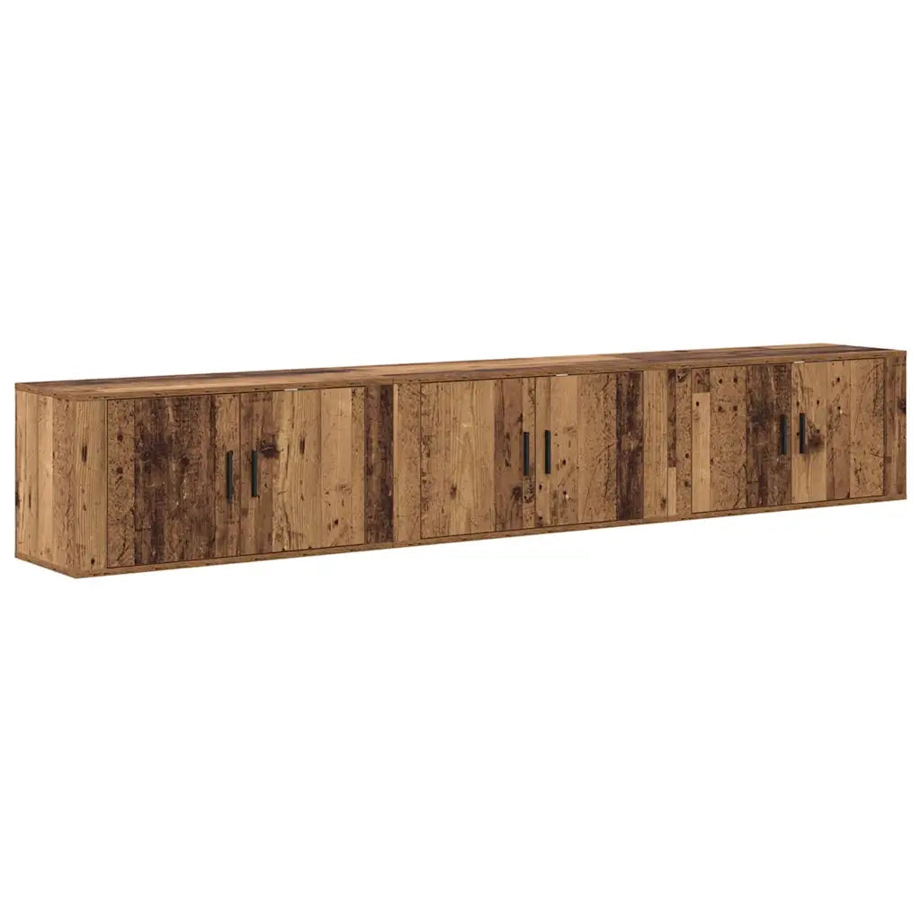 Set Mobile TV da Parete 3 pz-Credenza per TV Legno vecchio 80 x 34,5 x 40 cm