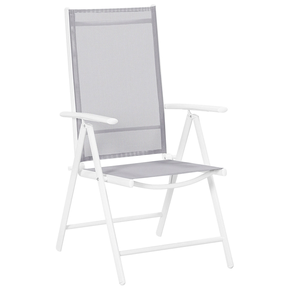 Set da pranzo da giardino in 7 pezzi Tavolo da pranzo in alluminio grigio con 6 sedie pieghevoli