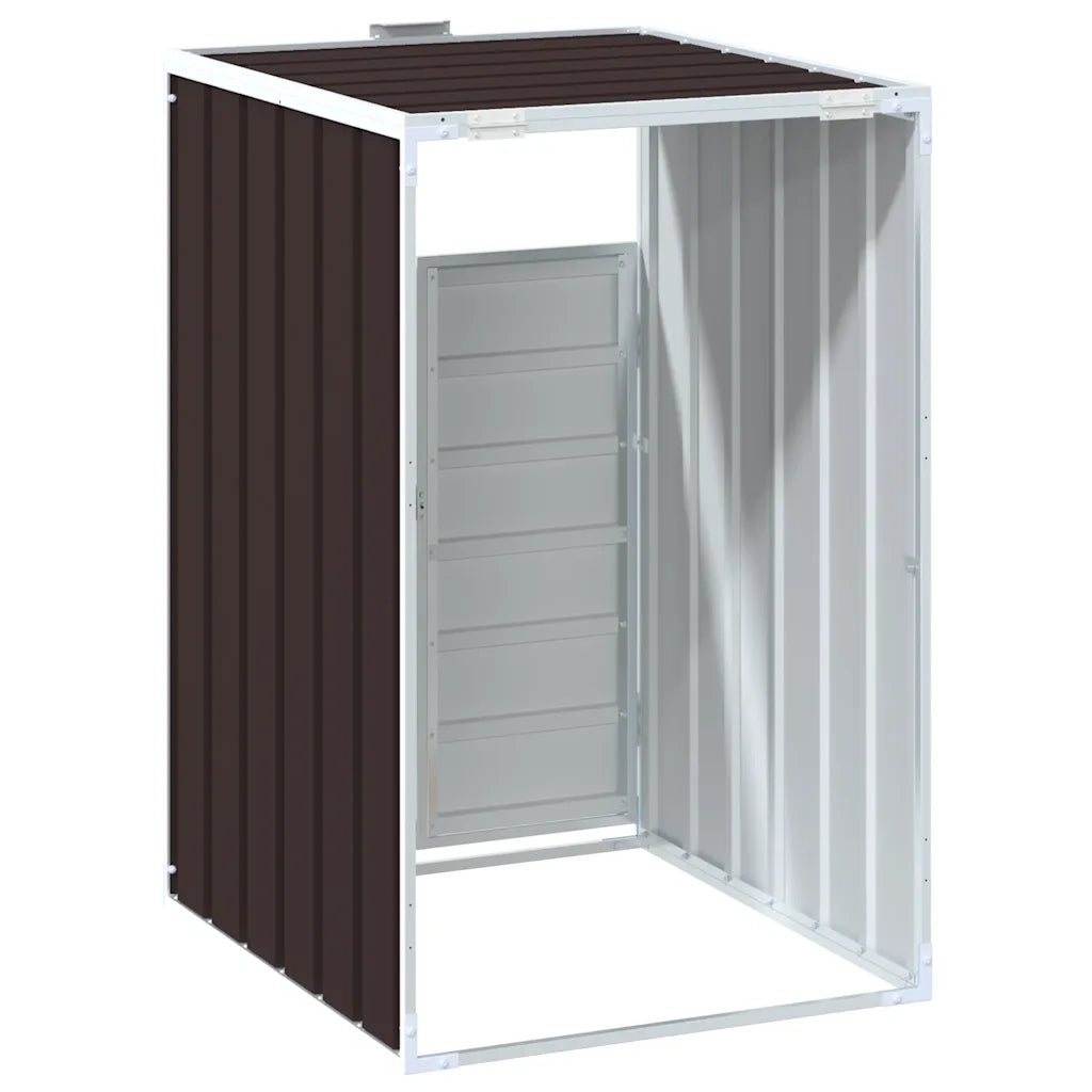 vidaXL Copribidone Ruote Bidone Singolo Marrone 72x81x115 cm Acciaio