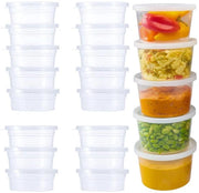 Confezione da 50 piccoli contenitori con coperchio per il contenimento di salse, salse, contenitori in plastica, contenitori a chiusura ermetica per cibi per pietanze, insalate, pasti da asporto, catering (100 ml)