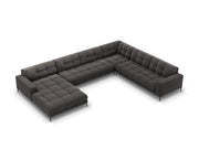Cosmopolitan Design - Divano panoramico destro "Bali" 7 posti in velluto grigio scuro 