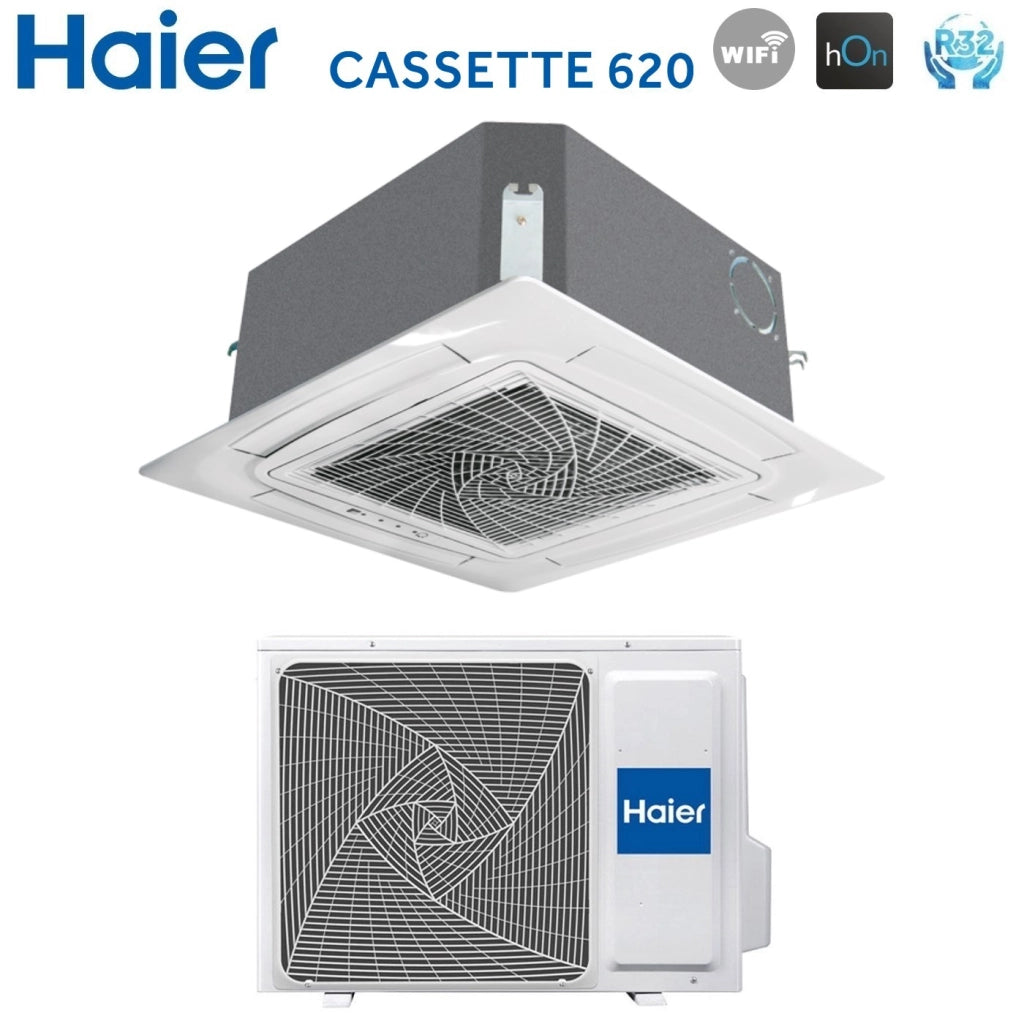 Climatizzatore Condizionatore Haier Cassetta a 4 Vie Inverter serie Cassette620 12000 Btu AB35S2SC2FA R-32 Wi-Fi Optional con Pannello Incluso Comando a filo Haier YR-E17A