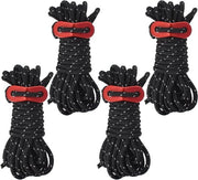 Set di 4 cordoni riflettenti per tenda da campeggio 4 m di lunghezza, diametro 4 mm - regolabili e impermeabili (rosso)