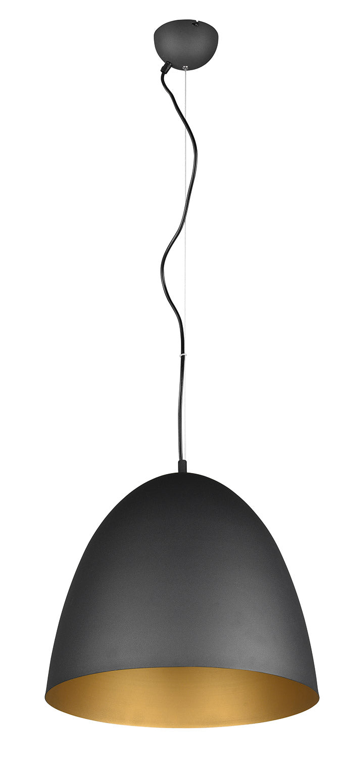 Lampada a Sospensione da Interno Attacco E27 in Metallo Nero e Oro