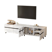 Mobile TV con 4 vani e ripiani regolabili; finitura lucida - per soggiorno - 180×40×49 cm