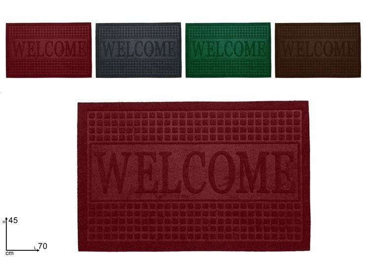 1 Pezzo Tappeto Zerbino Scritta Welcome 45 x 70 cm 4 Colori