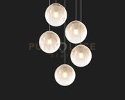 SOSP. OTTONE SAT. 5 LUCI RETTANGOLARE VETRI PICCOLI AMBRA 1194OS-S5 RP-AM