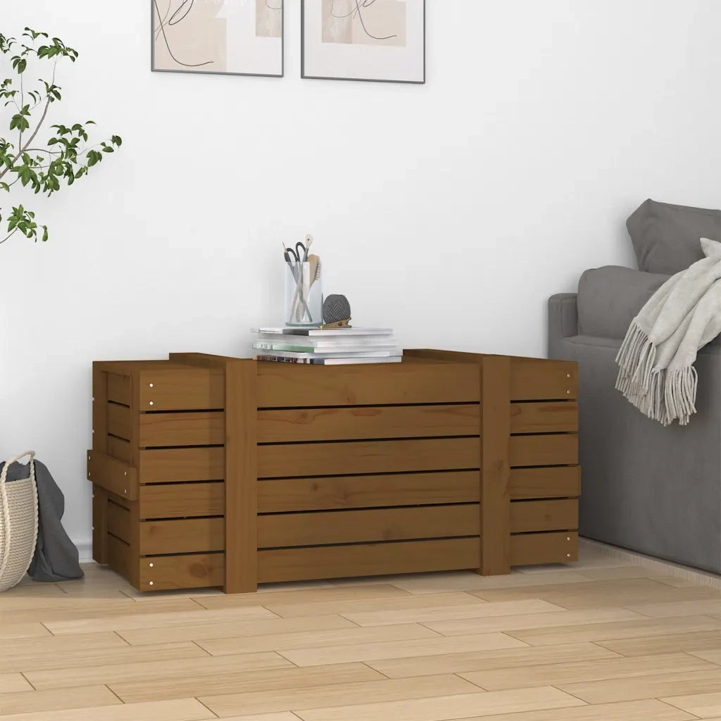 Contenitore Portaoggetti ambra 91x40,5x42cm Legno Massello Pino 825001