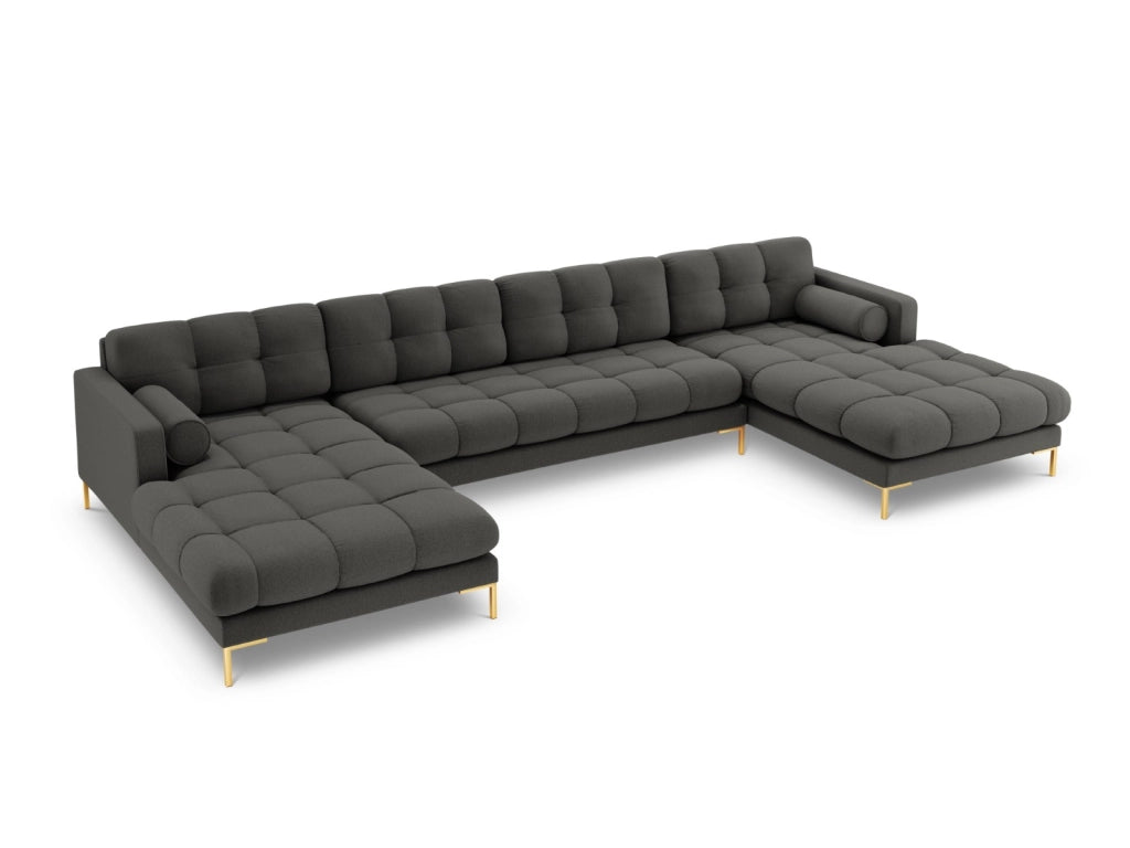 Cosmopolitan Design - Divano panoramico "Bali" 7 posti in tessuto strutturato grigio scuro 
