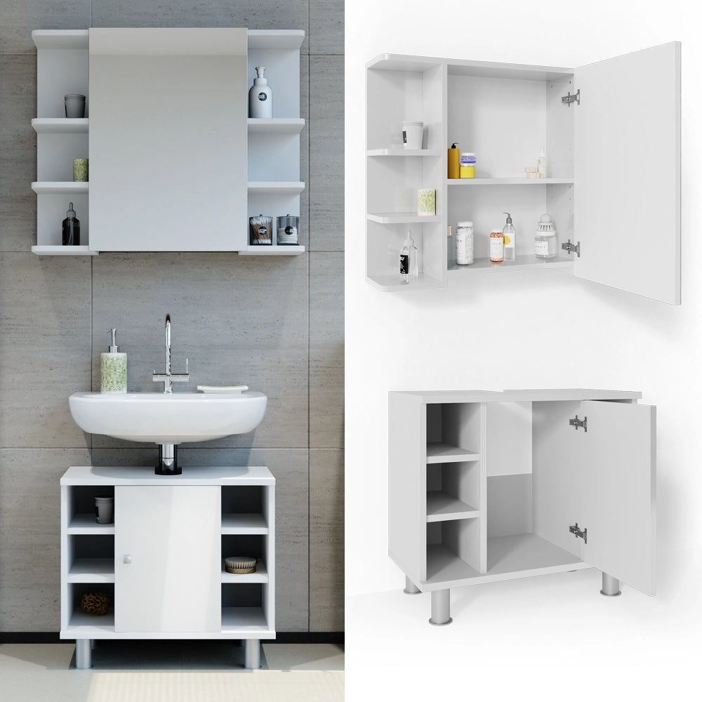 Vicco Set mobili bagno Bianco lucido 2 parti