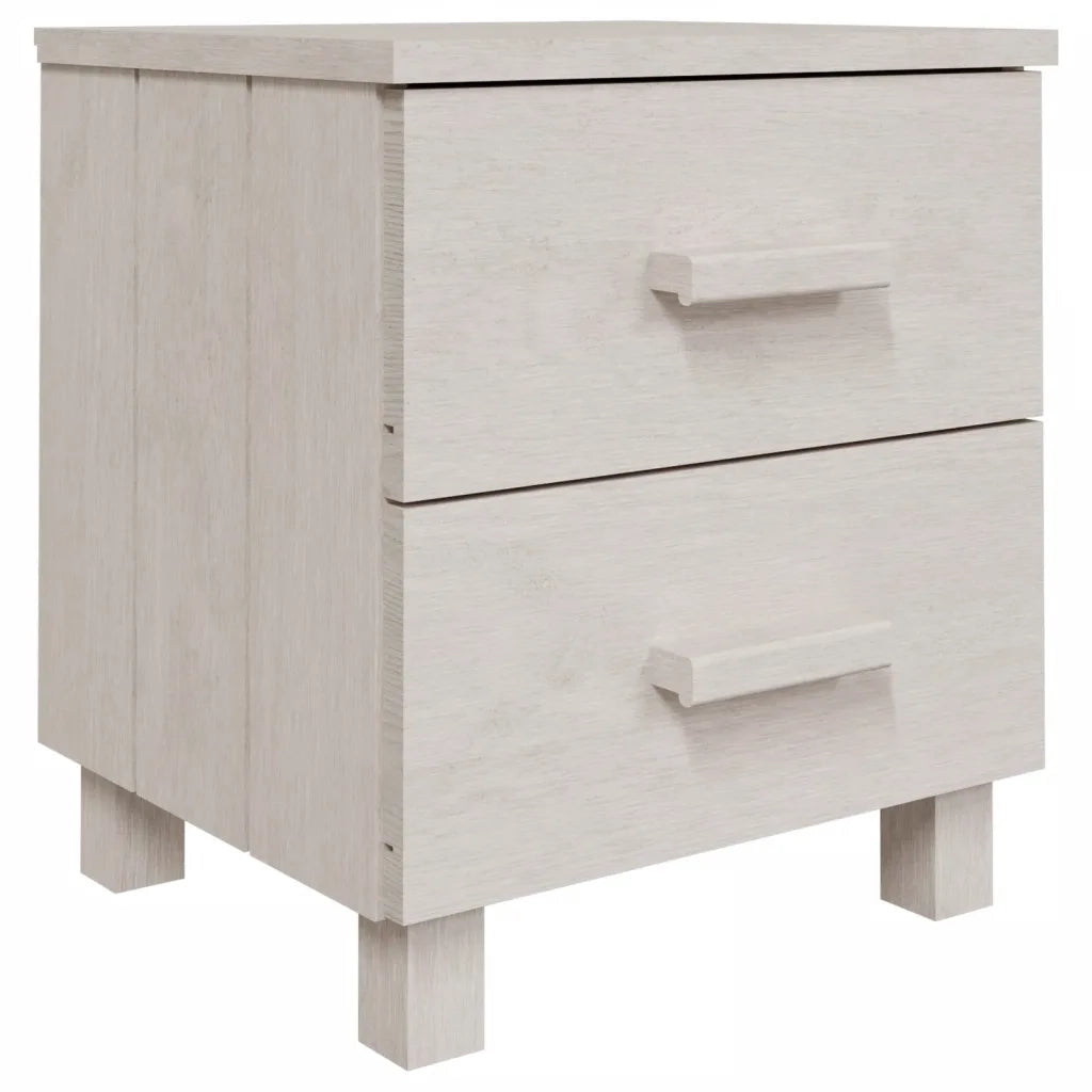Set di 2 Comodini | Armadio da Notte | Mobiletto da notte HAMAR Bianchi 40x35x44,5 cm in Legno di Pino
