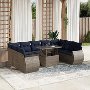 Set Divani da Giardino 10 pz con Cuscini Grigio in Polyrattan 3268741