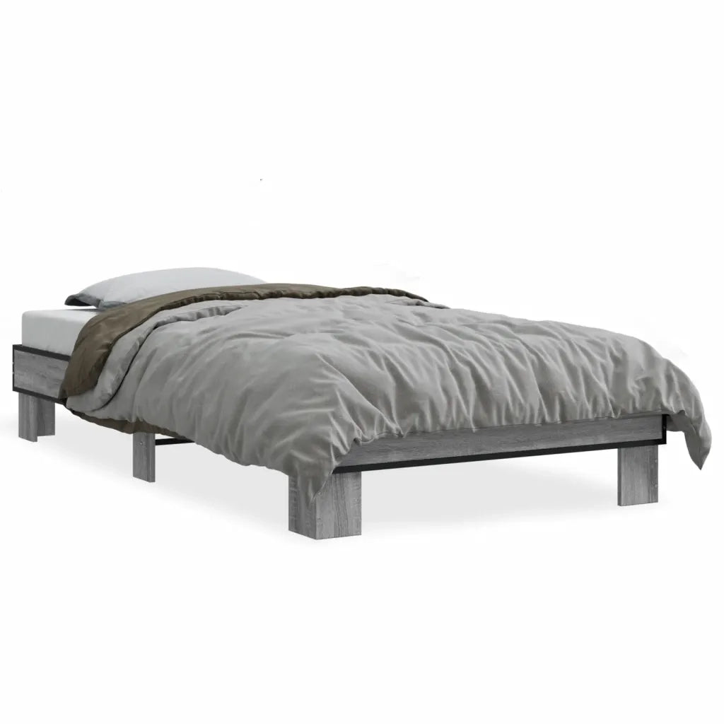 Giroletto-Struttura Letto Grigio Sonoma 90x200 cm Legno Multistrato e Metallo 830035