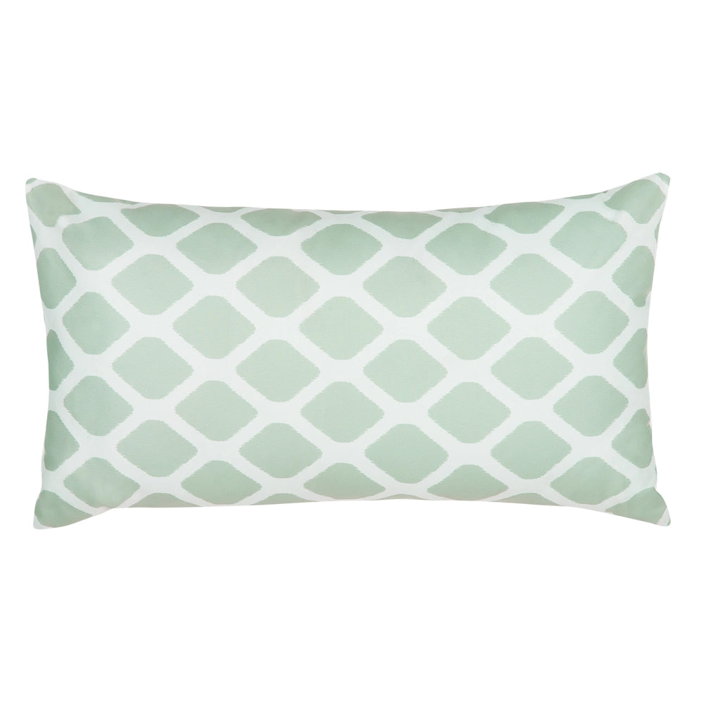 Set di 2 cuscini da esterno in poliestere bianco/verde menta 40 x 70 cm con motivo a rombi