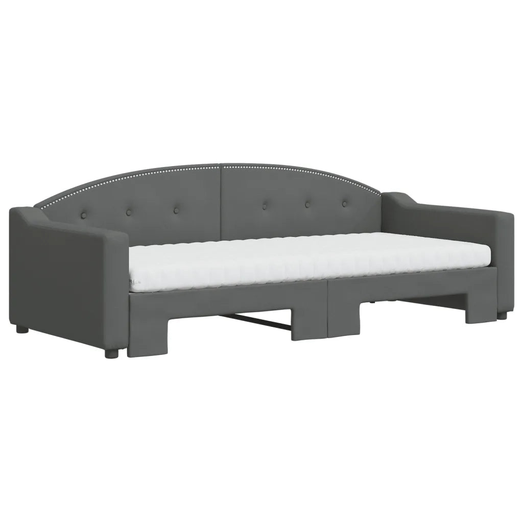 Divano Letto Estraibile Materassi Grigio Scuro 90x200cm Tessuto 3197549