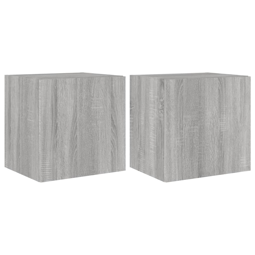 Mobile TV multimediale da parete mensola TV credenza mobile TV sala da pranzo soggiorno camera da letto e luci LED 2 pezzi Sonoma 40,5 x 35 x 40 cm grigio 02_0029151