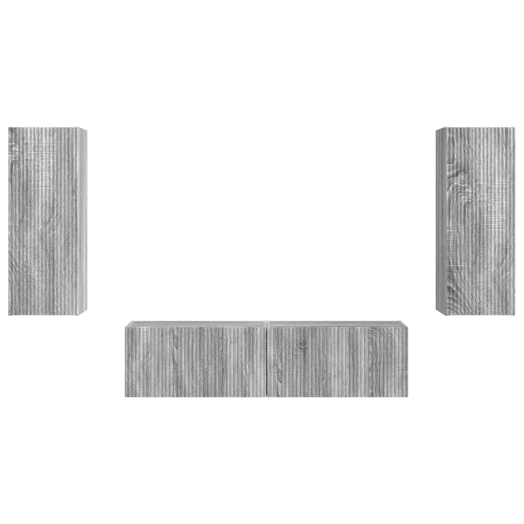 Set mobile TV 2 pz-Credenza per TV Grigio Sonoma Legno multistrato 437593