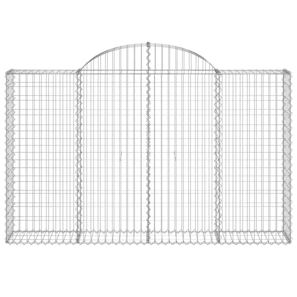 Cestini gabbioni recinzione a gabbia muro di contenimento ad arco 6 pezzi 200 x 30 x 120/140 cm ferro zincato argento 02_0040982
