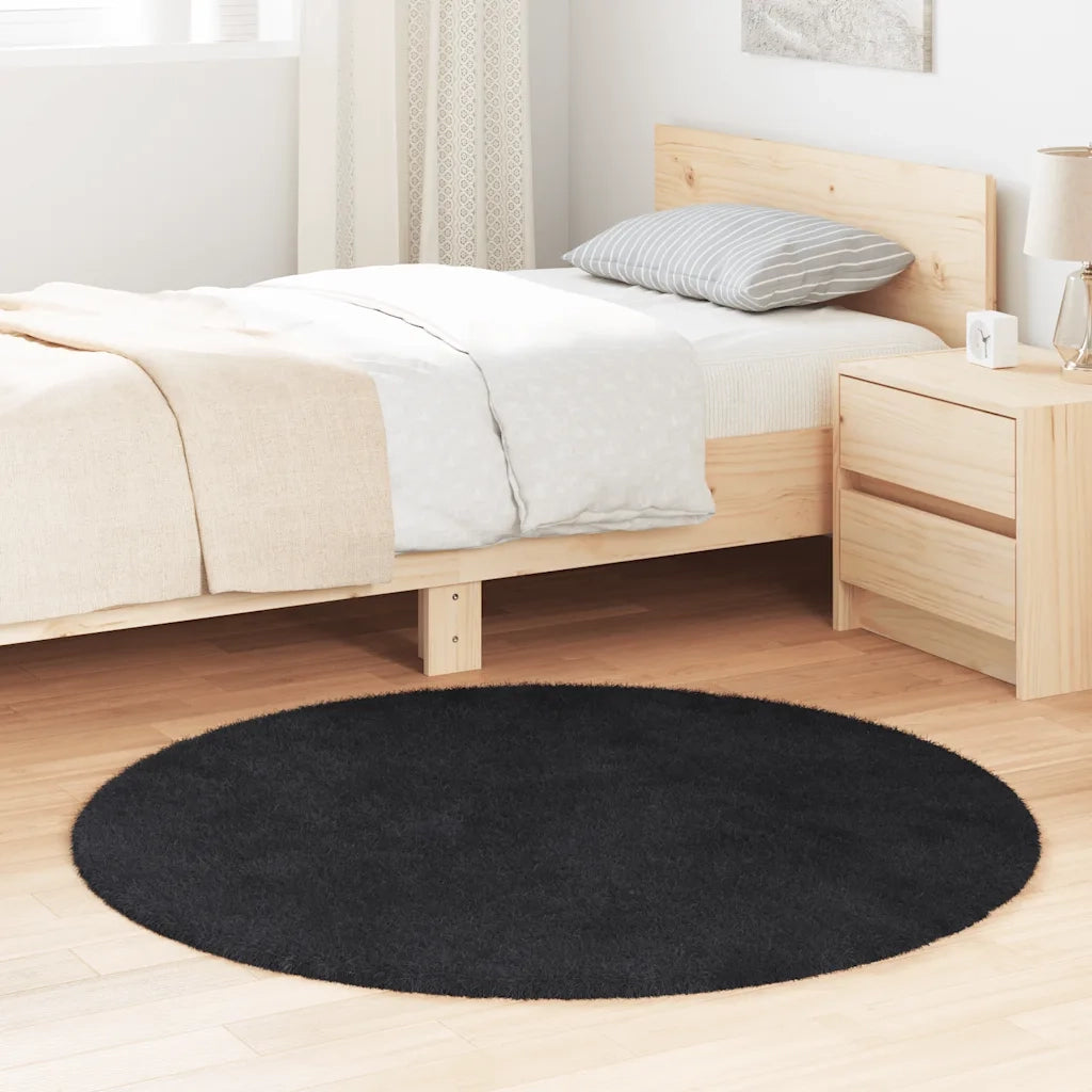 vidaXL Tappeto Shaggy a Pelo Lungo NAVARRA Nero 120x120 cm poliestere