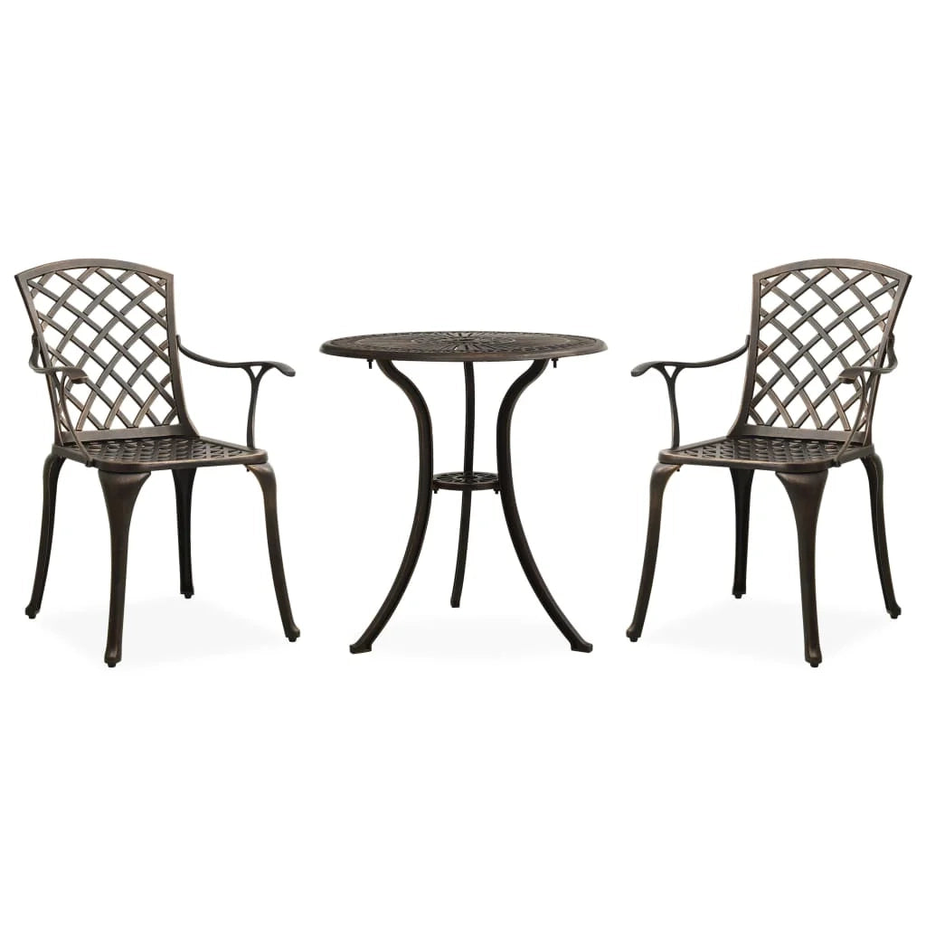 Set da bistrot da esterno in alluminio pressofuso color bronzo 3 pezzi per mobili da giardino e da patio 02_0013504
