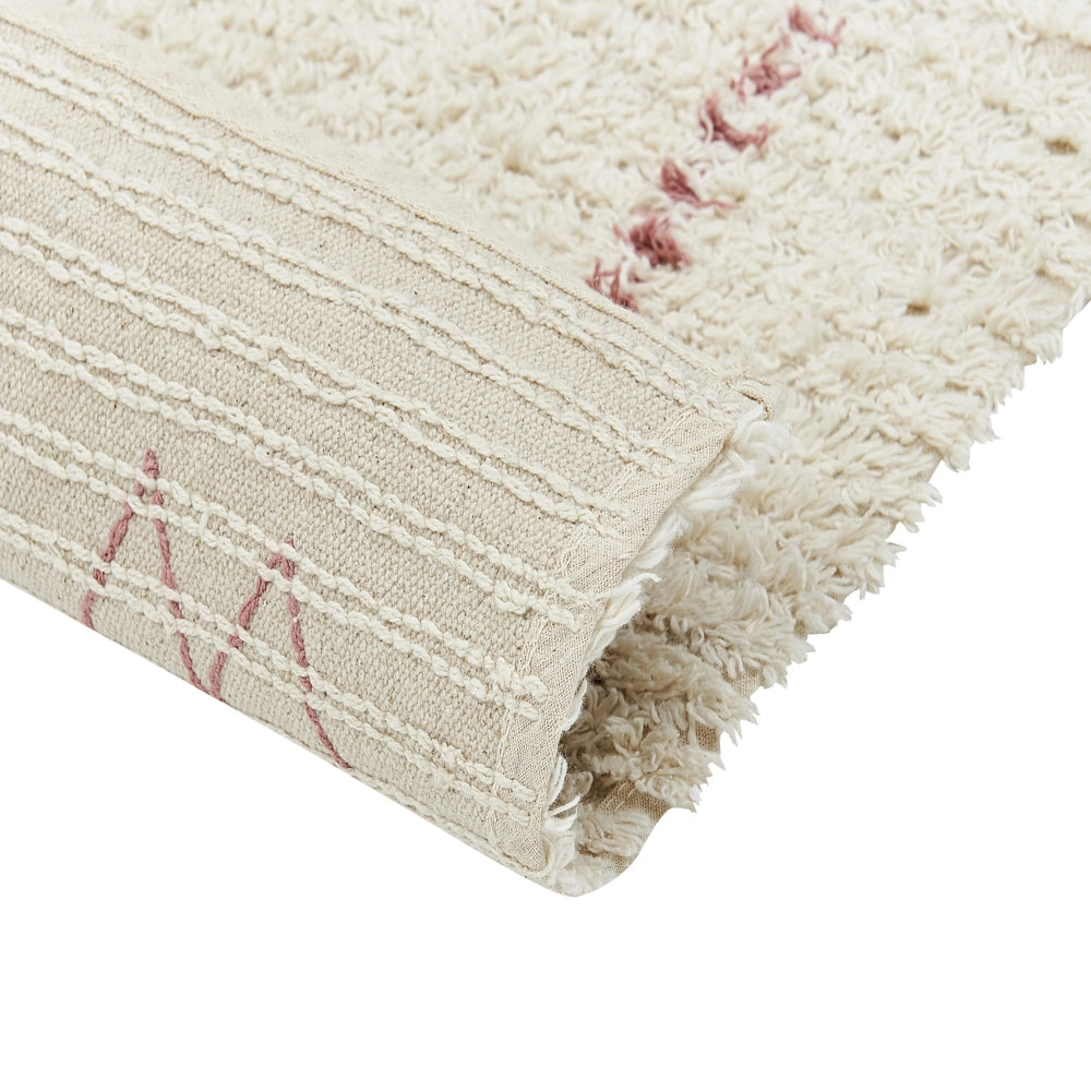 Tappeto beige in cotone 80 x 150 cm rettangolare motivo geometrico soggiorno camera da letto