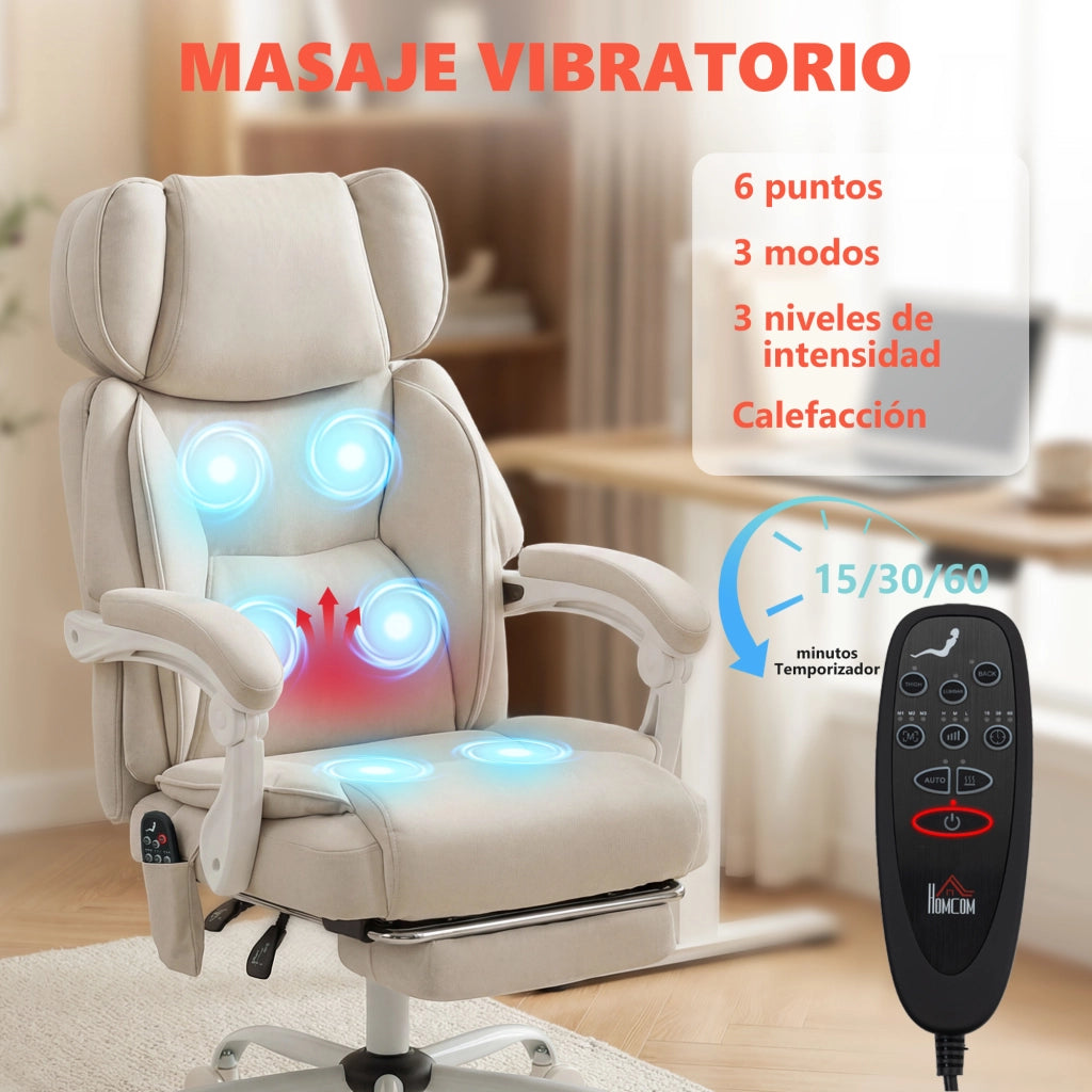 Sedia da Ufficio Reclinabile con Massaggio ¨C zephmum ¨C Grigio, Tessuto, Schienale Regolabile