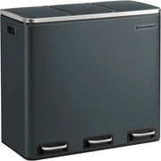 SONGMICS Cestino da Cucina, Pattumiera per Raccolta Differenziata 3 x 18L, 3 Scomparti per Riciclaggio, Coperchi a Chiusura Morbida, Pedali, Acciaio, Grigio Verdastro LTB54GS