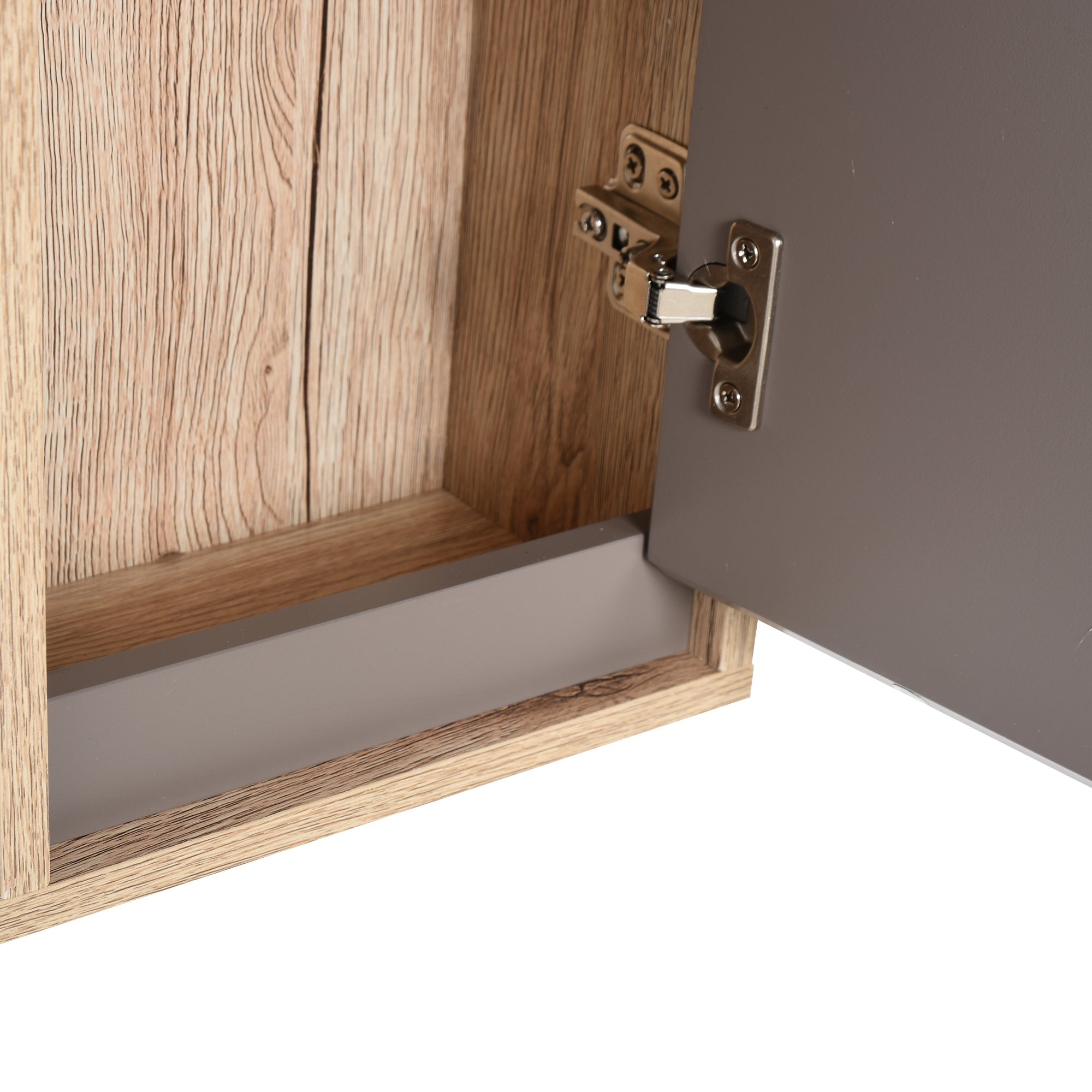 Specchiera da Bagno 1 Anta in MDF 57x14,2x49,2 cm  Grigio e Rovere