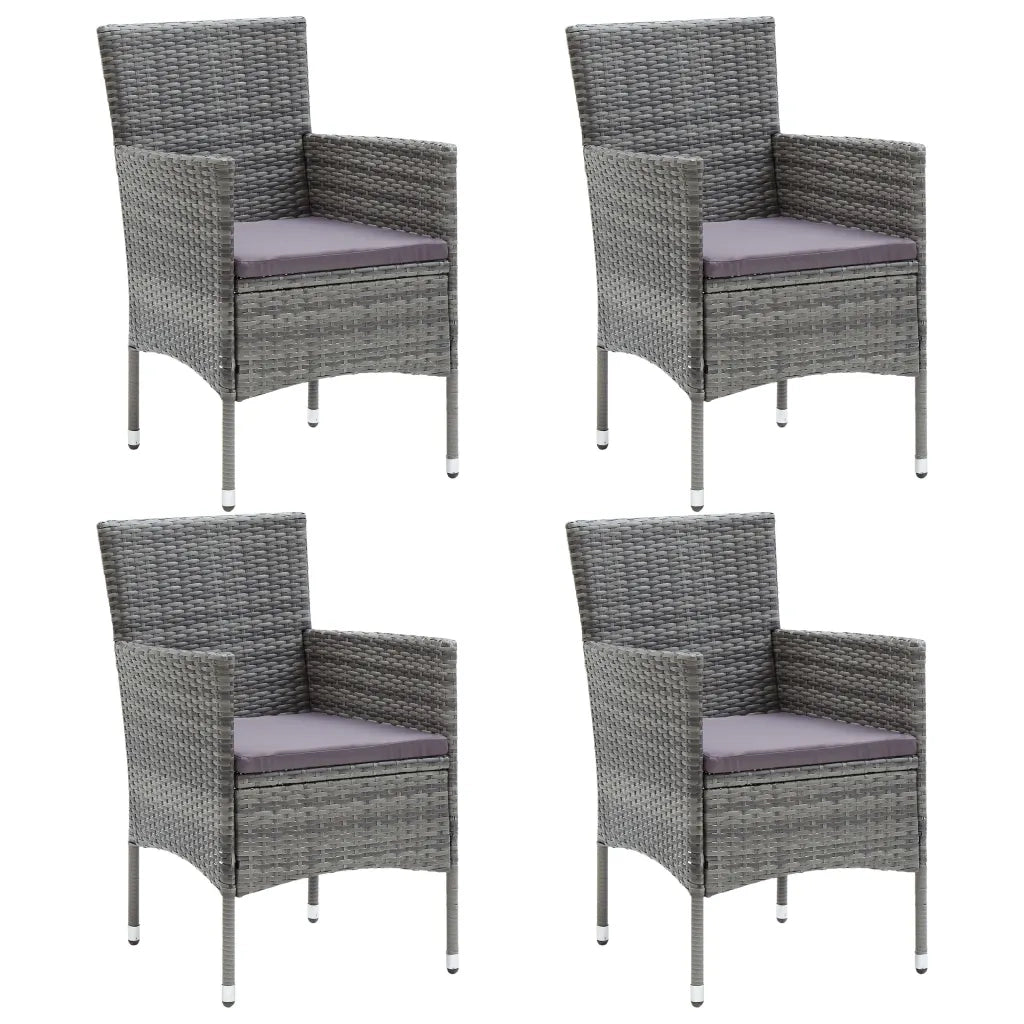 Set Mobili da Pranzo da Giardino 5 pz Grigio Polyrattan e Vetro 3058319