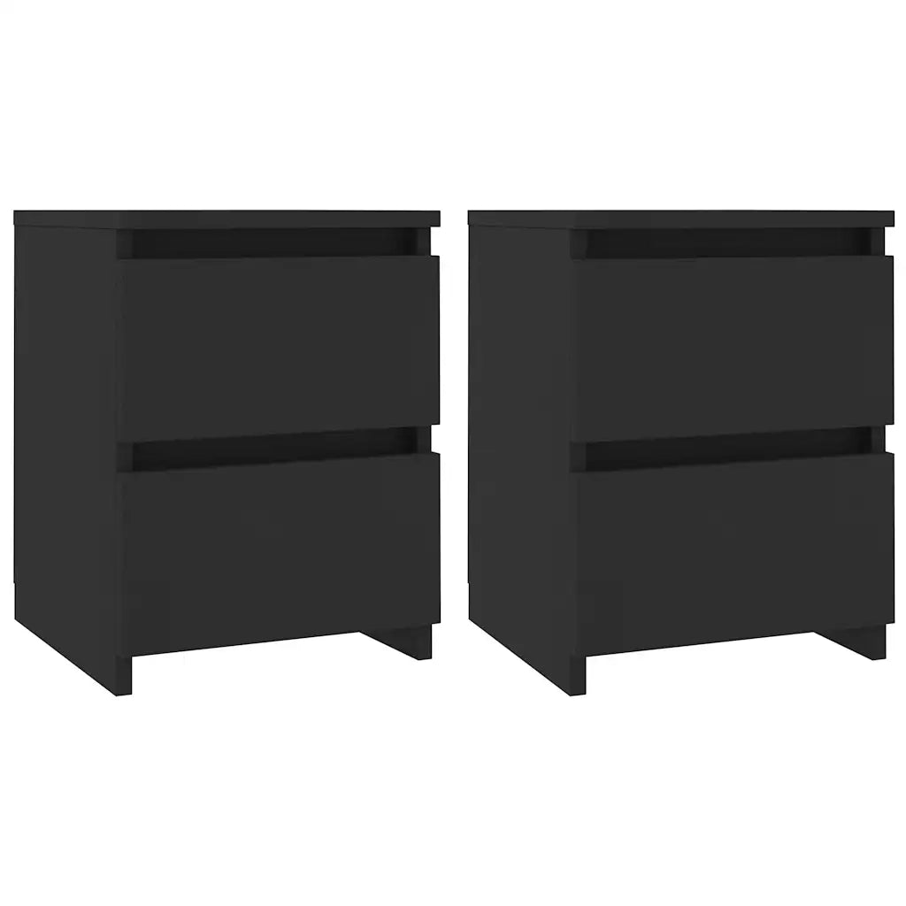 Comodini 2 pz-Set di 2 Tavolino da notte Neri 30x30x40 cm in Legno Multistrato