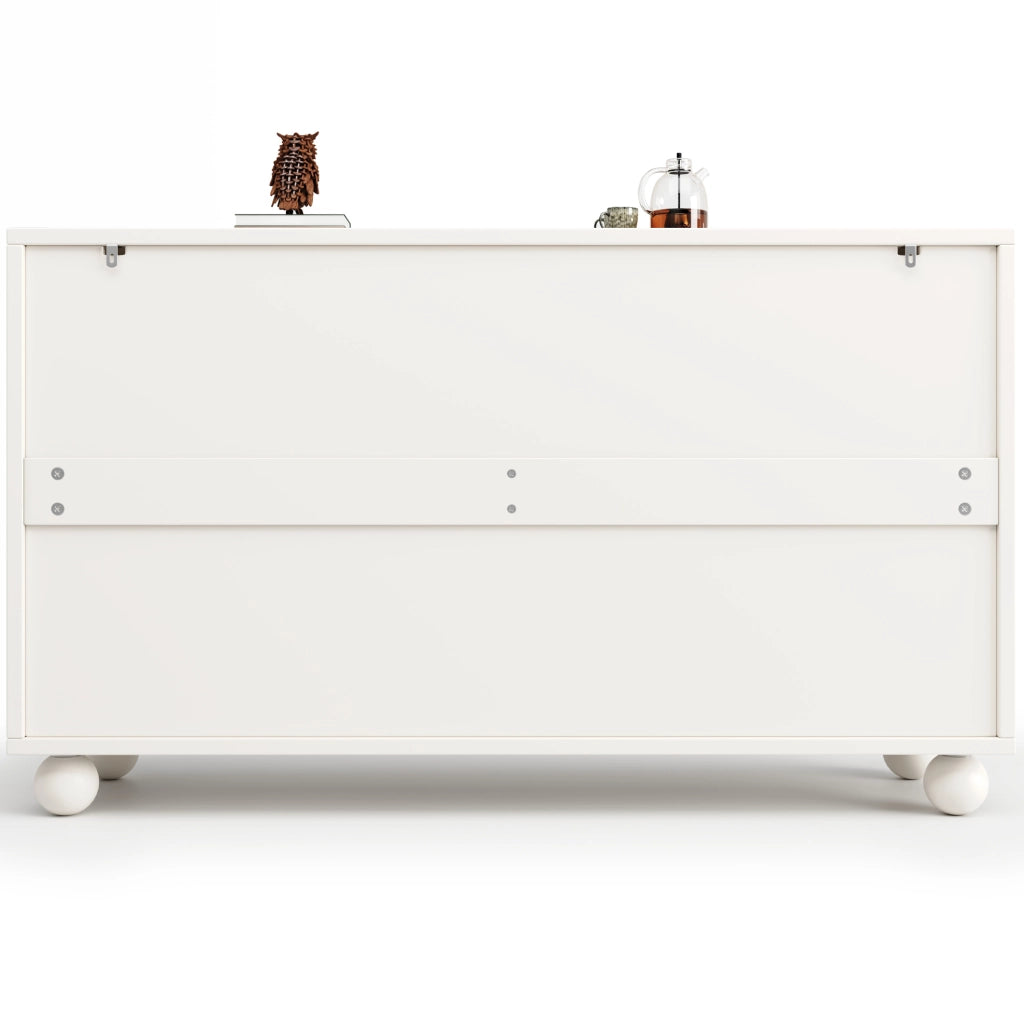 Credenza 120x35x71 cm con ante; MDF e gambe in legno di pino; bianco