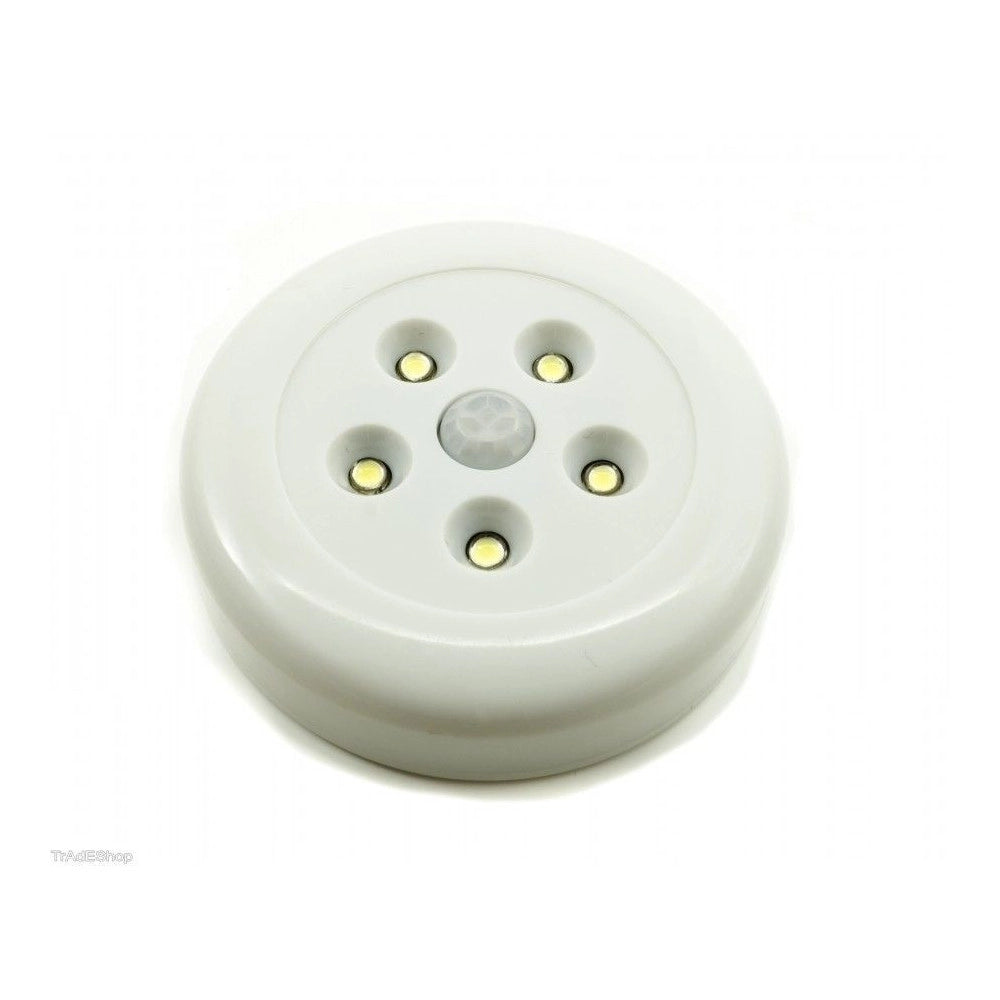 Trade Shop - Faretto Led 1w Luce Bianca Fredda 5 Led Armadio Sensore Movimento Calamitata -